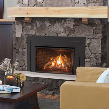 EX35 Gas Fireplace - Ultra HD Log Set, Brick Liner, and Contemporary Surround