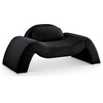 Meridian Furniture - Austin Upholstered Chair, Black, Microsuede Corduroy, Accent Chair - Dare to be different with the Austin black corduroy accent chair. Its avant-garde design and luxurious corduroy upholstery offer a truly unexpected seating experience. The chair is a modern marvel that redefines comfort and style with its innovative design to create a truly unforgettable piece.