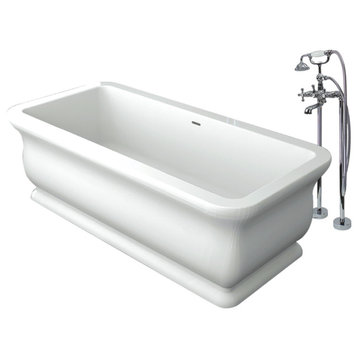Transolid Canova Royal 71"x33.5"x25.6" Freestanding Tub and Faucet Kit, White