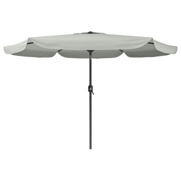10ft Round Tilting Patio Umbrella with Steel Frame, Sand Gray