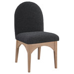Meridian Furniture - Waldorf Chenille Upholstered Dining Chair, Black, Chenille, Natural Finish, Black, Side Chair, Boucle Fabric, Natural Finish - The Waldorf Boucle Fabric Dining Side Chair exudes elegance and comfort. Crafted with solid ash wood, this dining chair boasts a sturdy and durable construction. The natural finished legs provide a warm and welcoming touch to the overall design. The plush black boucle fabric on the seat and backrest of the chair offers a soft and cozy seating experience, making it an ideal choice for long dinner conversations with family and friends.
