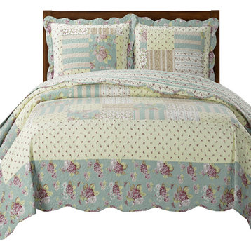 Annabel 100% Microfiber Quilted Coverlet Set, Full/Queen