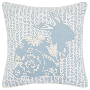 Porcelain Bunny Embroidered Pillow
