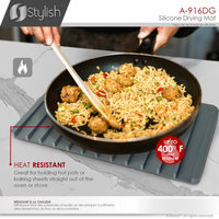 STYLISH Silicone Drying Mat and Trivet, Dark Gray