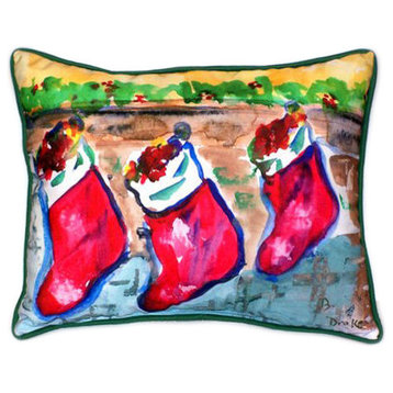 Pair of Betsy Drake Christmas Stockings Large Indoor/Outdoor Pillows 16x20