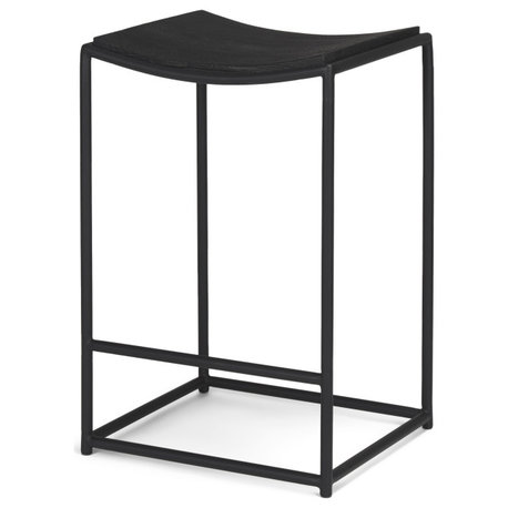 Taniel Textured Black Wood With Black Metal Counter Stool