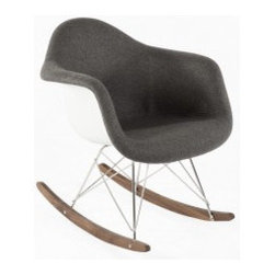 The Mid Century Rocking Chair with Walnut sleighs - Adult Grey - Living Room Chairs