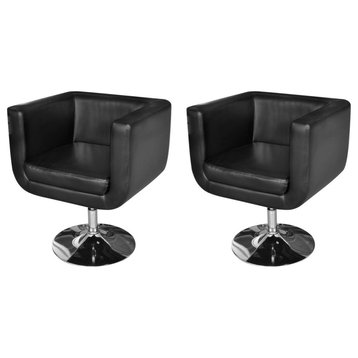 vidaXL Accent Chairs 2 Pcs Accent Armchair with Chrome Base Black Faux Leather