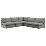 Meridian Furniture - Mackenzie Linen Textured Fabric 5-Piece Modular L-Shaped Sectional, Grey - Mix and match the pieces from the Mackenzie series to create a beautiful seating group that's perfect for the whole gang. These exceptionally crafted sofas, sectionals, and other components are meant to be put together into an infinite number of configurations based on your particular needs and space requirements. Each is upholstered from top to bottom in soft durable linen textured in your choice of colors. Attach the pieces of your choice easily thanks to the included attachment latches.