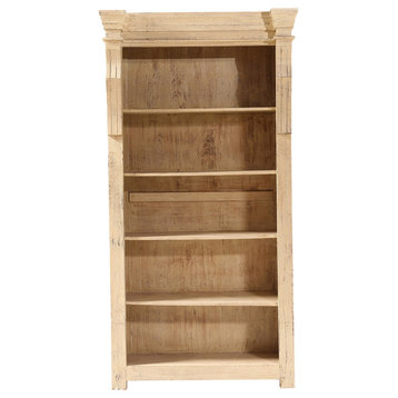 Rustic Coastal Style Solid Wood 5 Tier Bookcase