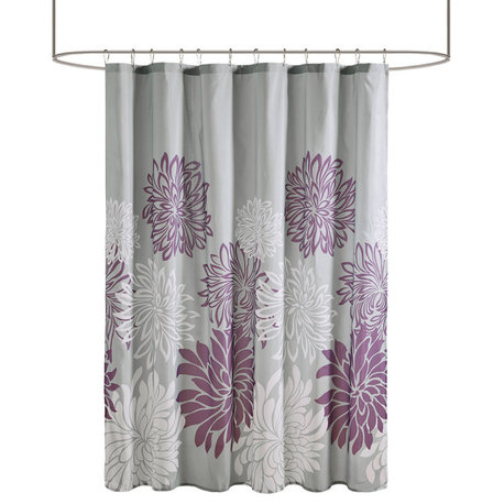 Madison Park Essentials Maible Printed Floral Shower Curtain, Purple