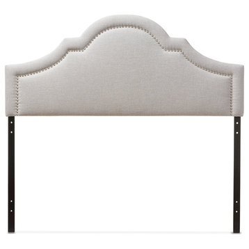 Rita Fabric Upholstered Headboard, Grayish Beige, Full