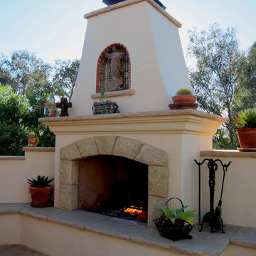 Spanish Style Outdoor Fireplace in Santa Barbara