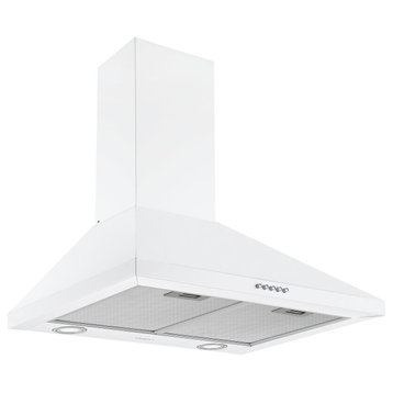 Convertible Wall Pyramid Range Hood, 24" in White