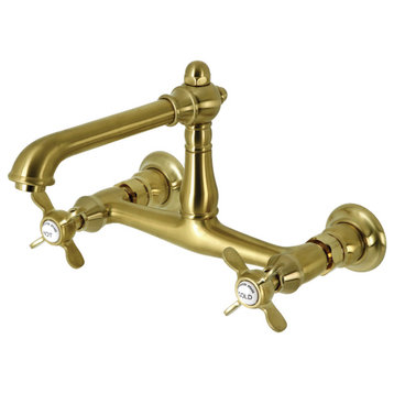 Kingston Brass KS7247BEX Essex Wall Mount Bathroom Faucet, Brushed Brass