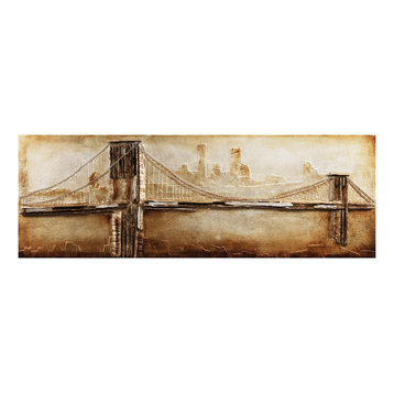 "Golden Gate Bridge" Handed Painted Iron Wall sculpture on Wooden Wall Art