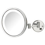 Jerdon - Jerdon 9.5", 5X Mag, LED Wall Mount Mirror, Direct Wire, Chrome - The Jerdon HL1016CLD 9.5-inch 5X Magnified LED Wall Mount Direct Wire Mirror is used in luxury hotels and spas because of its convenience, sleek look and precise magnification. With a mirror diameter of 9.5-inches and 5X magnification, you can be sure that every detail of your hair and makeup are beautiful and flawless. The LED light is designed around the perimeter of the mirror to distribute light evenly. The HL1016CLD extends 16-inches from the wall and allows for movement at different angles. The on/off switch on the base will activate the LED lighting when you need it. This mirror has an attractive chrome finish that protects against moisture and condensation. The HL1016CLD is designed to be a direct wire mirror and connects to an existing junction box on the wall. There is no power cord and plug.  This beauty accessory comes complete with mounting hardware for an easy installation.