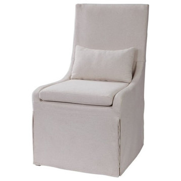 Uttermost Coley Coastal Wood and Fabric Armless Chair in Off White