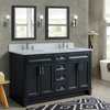 61" Double Sink Vanity, Dark Gray Finish And White Quartz And Oval Sink