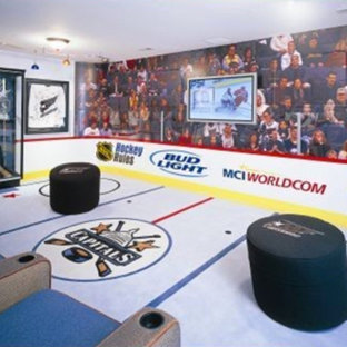 Example of an eclectic home theater design in DC Metro