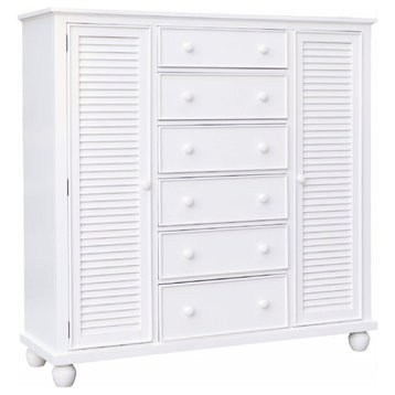 Armoire With Shelves and Cabinets Wardrobe Coastal Bedroom Furniture