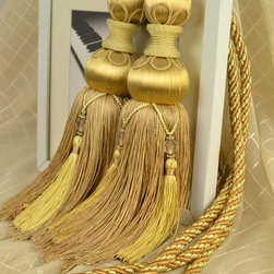 6 Colors QYM09 Faux Silk Curtain Tassel Tie Backs in Orange Color - Window Treatment Accessories