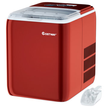 Costway Portable Countertop Ice Maker Machine 44Lbs/24H Self-Clean W/Scoop Red