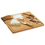 Picnic at Ascot - Celtic Cheese Board Set - The elegant Celtic cheese board set includes a removable ceramic dish for crackers, olives, etc. and three cheese service utensils. Utensils are stainless steel with bamboo handles; (1) Cheese Knive (1), Cheese spreaders (1), Cheese fork - all inset in cheese board. Lifetime Warranty.