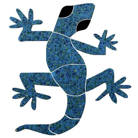 Large Gecko Ceramic Swimming Pool Mosaic 20"x19", Blue