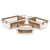 Irona Set of 3 Tapered Wood & Wire Crates - White