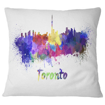 Toronto Skyline Cityscape Throw Pillow, 18"x18"