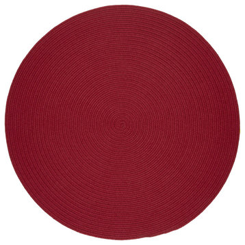 Pura Braided Red Wool Rug Scarlet Red 4' Round
