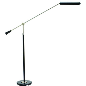 Grand Piano Counter Balance LED Floor Lamp, Black, Satin Nickel