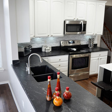 Kitchen Black Via Lactea Leather Granite Countertop