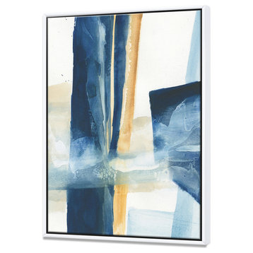 Designart Indigo Panel Iv Glam Modern Framed Canvas Art, White, 36x46
