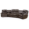 Benzara BM166732 Bonded Leather Motional Home Theater 5 Piece Sectional Brown