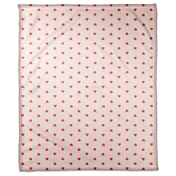Tiny Hearts Pattern in Red and Pink Fleece Blanket