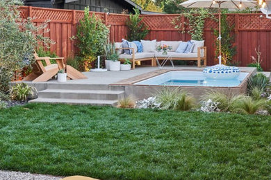 Example of a small backyard concrete and rectangular aboveground pool landscaping design in San Francisco
