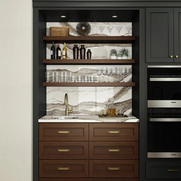 Graphit Grey with Wood kitchen cabinets
