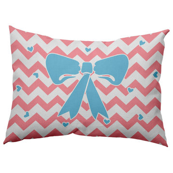 Chevron Bow Decorative Throw Pillow, Pink Icing, 14"x20"