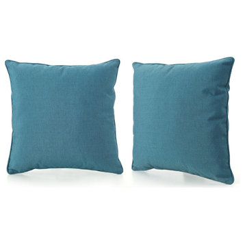 GDF Studio Corona Outdoor Patio Water Resistant Pillow, Teal, Set of 2