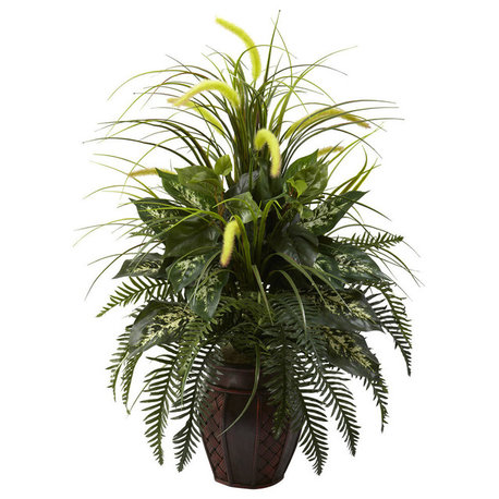 Mixed Greens and Cattails With Planter