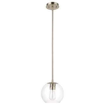 Vivienne 1-Light Brass Pendant with Clear Glass Shade