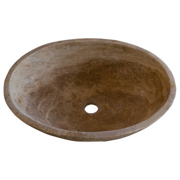 Noce Brown Travertine Natural Stone Oval Vessel Sink (W)16" (L)21" (H)6"