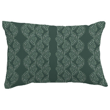 Dotted Dcor Stripe Print Throw Pillow With Linen Texture, Green, 14"x20"