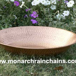 Pure Copper Hammered Basin 21" for Rain Chains - Rain Chains
