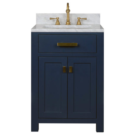 Madison 24" Carrara White Marble Vanity, Monarch Blue