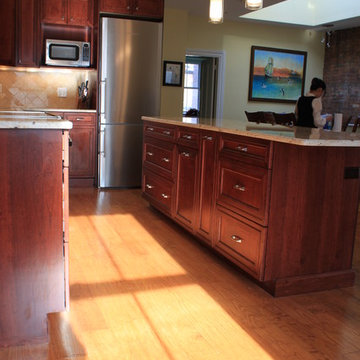 Transitional Cherry wood kitchen in Boston