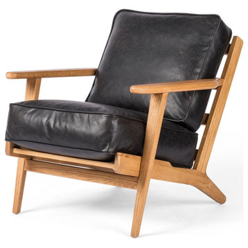 Brooks Rialto Ebony Leather Lounge Chair