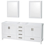 Wyndham Collection - Wyndham Collection WCS141480DSXXMED Sheffield 79" Double - White - Distinctive styling and elegant lines come together to form a complete range of modern classics in the Sheffield bathroom vanity collection. Inspired by well established American standards and crafted without compromise, these vanities are designed to complement any decor, from traditional to minimalist modern. Wyndham WCS141480DSXXMED Features: Wood vanity cabinet with 4 doors and 5 drawers Covered under Wyndham&#39;s 2 year limited warranty 4 door design provides easy access to storage space 5 full extension drawers with soft-close slides provide for organized storage solutions Vanity cabinet includes matching decorative hardware Vanity cabinet will ship fully assembled Coordinates with products from the Sheffield line seamlessly Wyndham WCS141480DSXXMED Specifications: Cabinet Width: 78-1/2" (from left to right) Cabinet Height: 34-1/4" (from top to bottom) Cabinet Depth: 21-1/2" (from front to back) Number of Doors: 4 Number of Drawers: 5 Mirror Height: 33" Mirror Width: 24" Medicine Cabinet Included: Yes Medicine Cabinet Height: 33" Medicine Cabinet Width: 24 Medicine Cabinet Depth: 6-1/4"